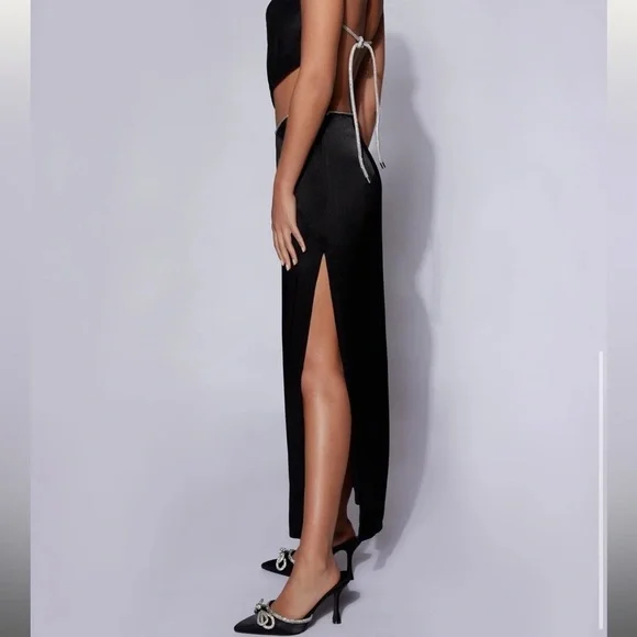 NWT Diamante Rope Maxi Skirt - Black SIZE SMALL - Picture 3 of 5